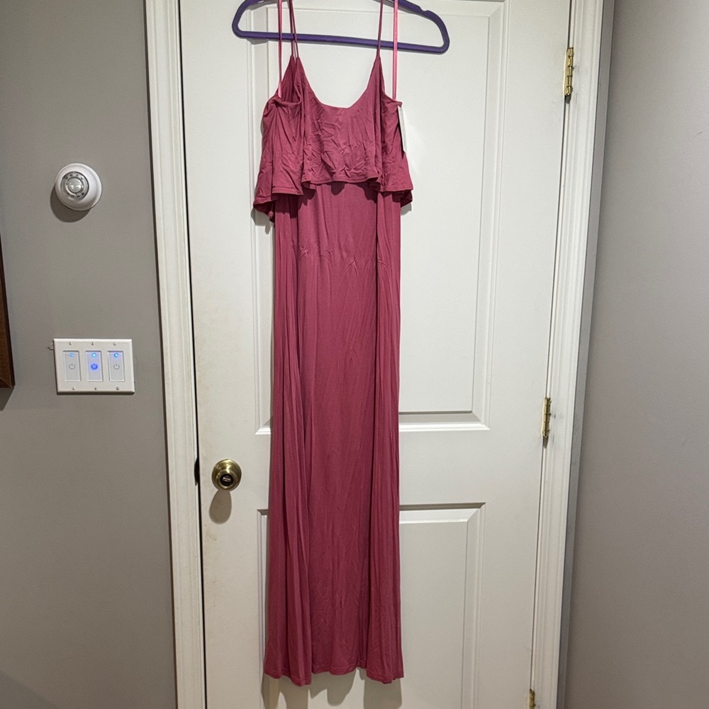Pink Lily Ruffled Maxi Dress in Rose